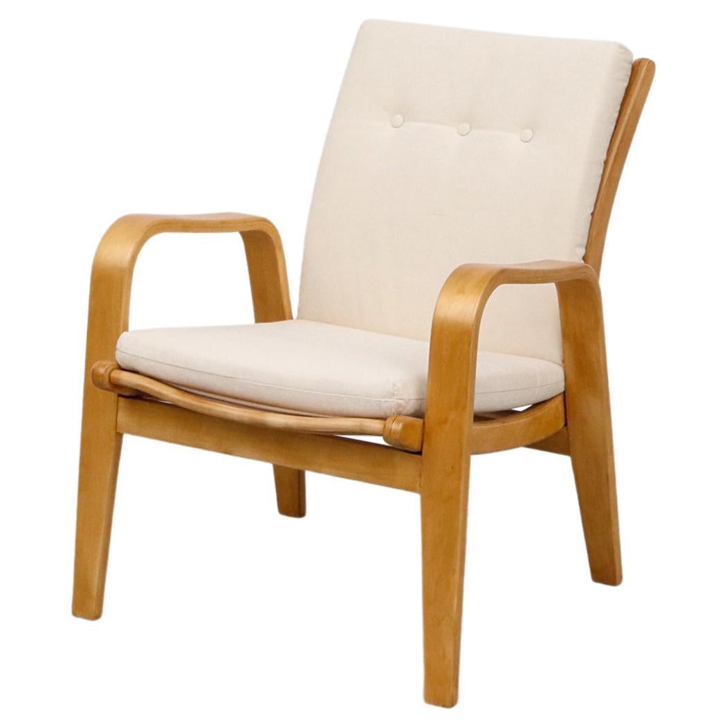 Alvar Aalto Style Lounge Chair by Cees Braakman for Pastoe in Natural Canvas For Sale