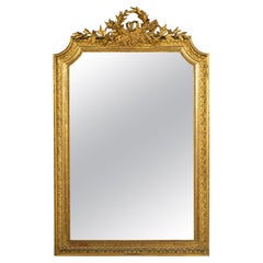 19th Century French Louis XVI Style Gilt Wood Mirror with Beveled Mercury Glass