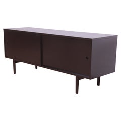 Paul McCobb Planner Group Black Lacquered Credenza or Record Cabinet, Refinished