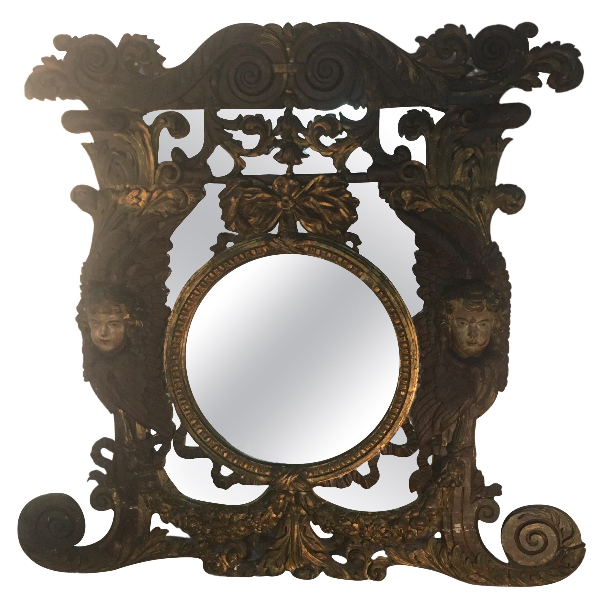 Grand miroir, bois, XVIIIe, Italie