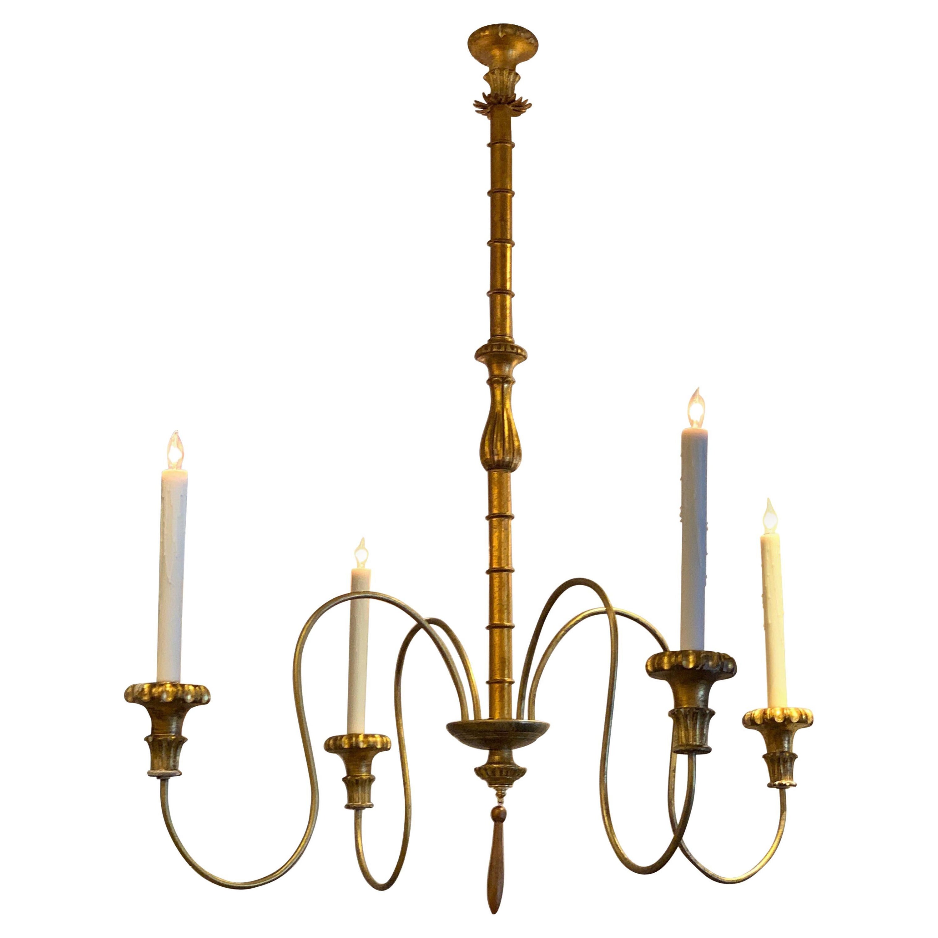 Large Scale Hollywood Regency Faux Bamboo Chandelier, 2nd  Chandelier Available For Sale