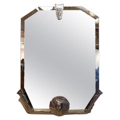 Fabulous Nickel-Plated French Art Deco Wall Mirror