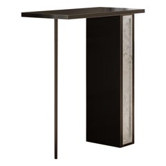 Silhouette Console of Beveled Mirror and Patinated Steel, Made in Italy