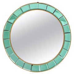 Cristal Art Round Hand-Cut Beveled Crystal Mirror, Italy, 1950s