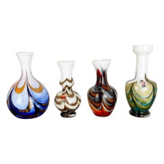 Set of 4 Vintage Multicolor Pop Art Opaline Florence Vase Design, Italy, 1970s