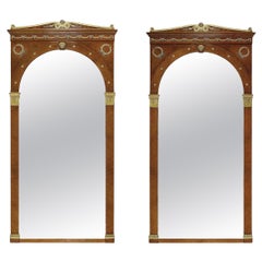 Paire de grands miroirs de style Empire, de la Maison Krieger