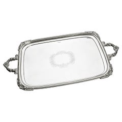 English Silver Twin Handled Tray by Walker & Hall