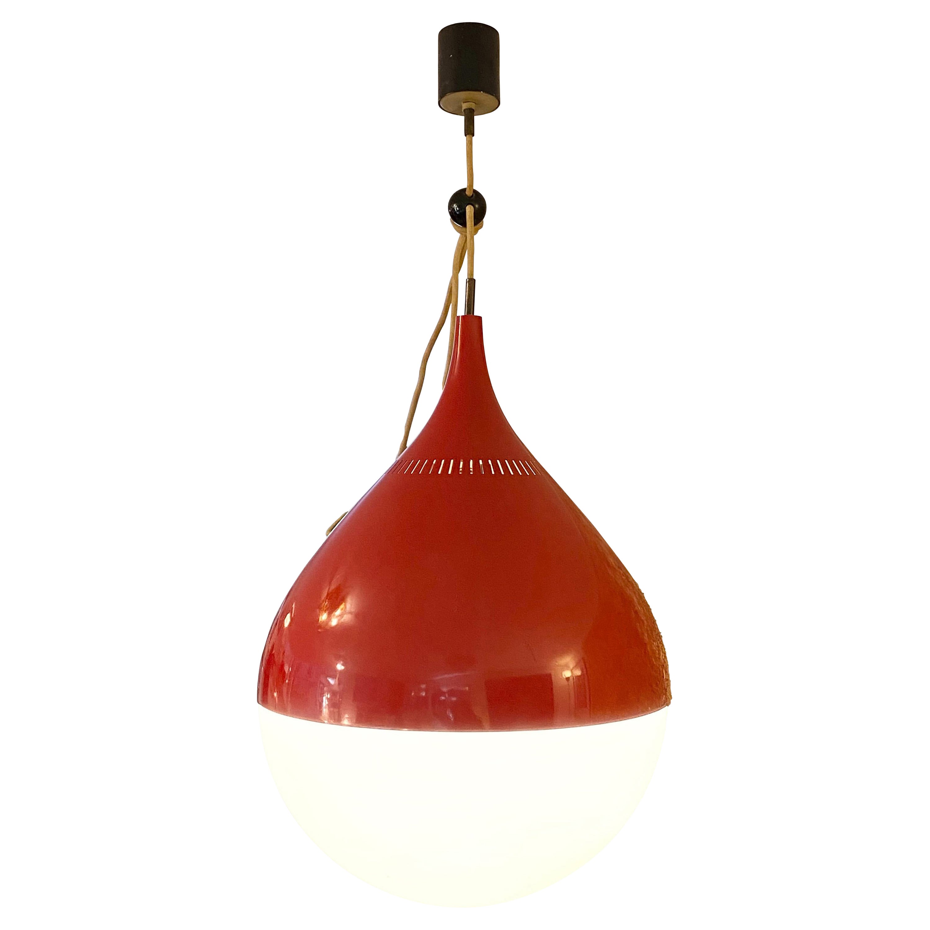 Large Stilnovo Ball Pendant Lamp Opal Glass, circa 1950 For Sale at 1stDibs