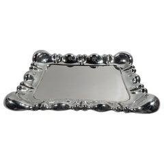 Antique Austrian Silver Tray with Bold Classical Rim