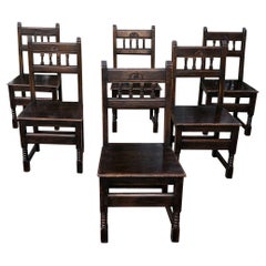 Antique Set of 6 English Country Dining Chairs