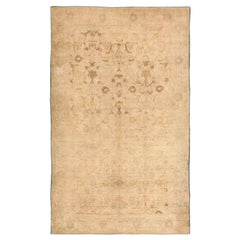 Ivory Antique Indian Cotton Agra Rug. Size: 5 ft x 8 ft 6 in (1.52 m x 2.59 m)