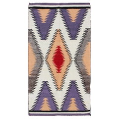 Vintage Navajo Rug in Purple, Gray, Ivory, Black, Peach, Lavender, and Red