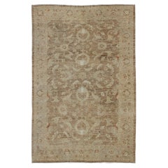 Vintage Very Large Sultanabad Pattern in Earth Tones with Light Brown Lt. Green & Taupe