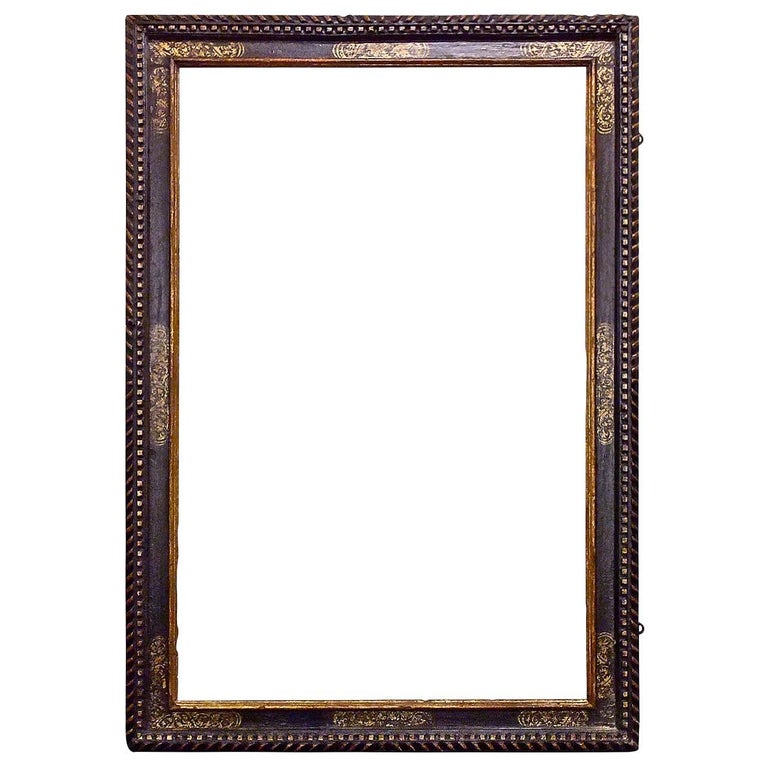 Dramatically Large Carved, Gilded and Polychrome Spanish Baroque Frame For Sale