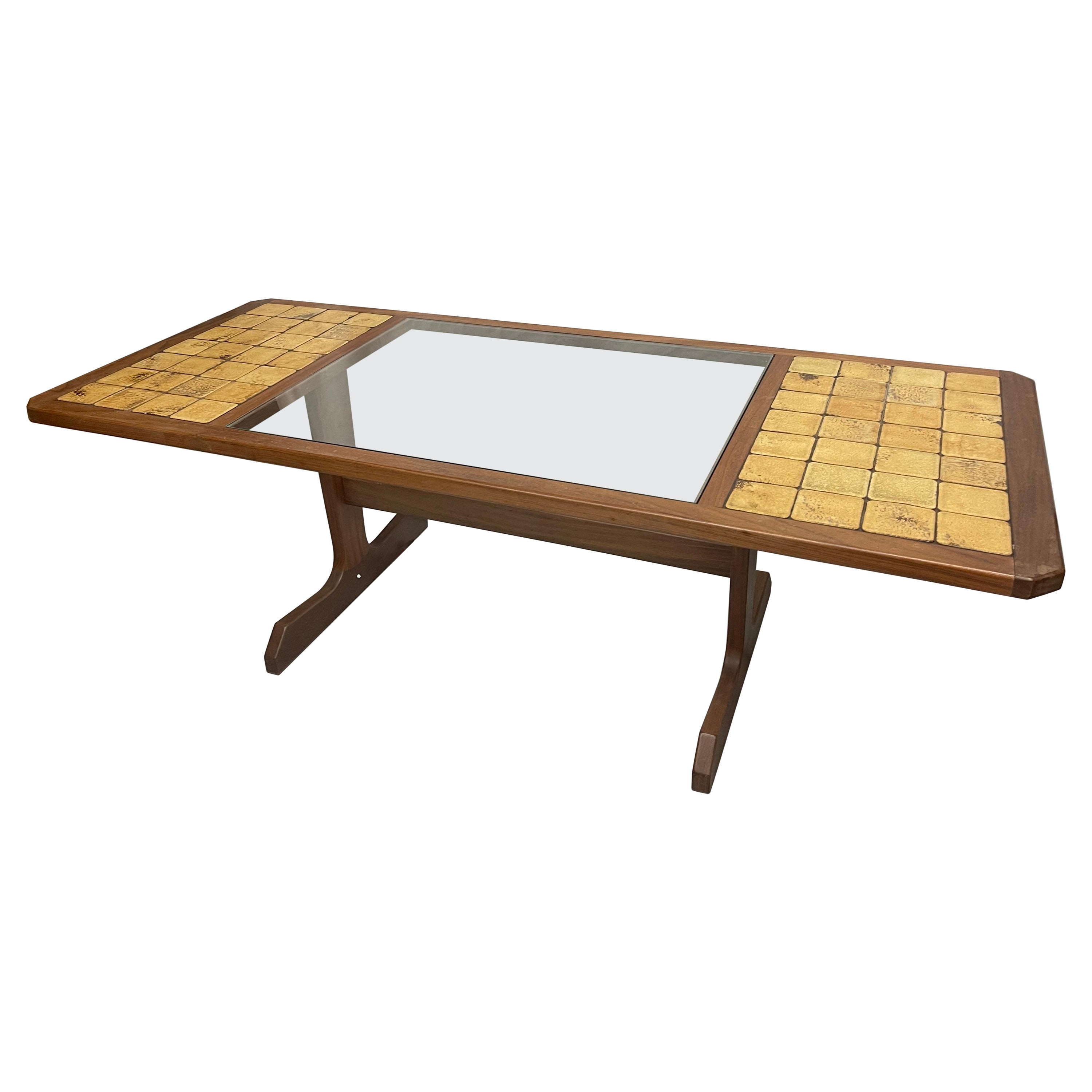 1970s G Plan Teak Mid-Century Modern Teak Coffee Table with Tiles and Glass