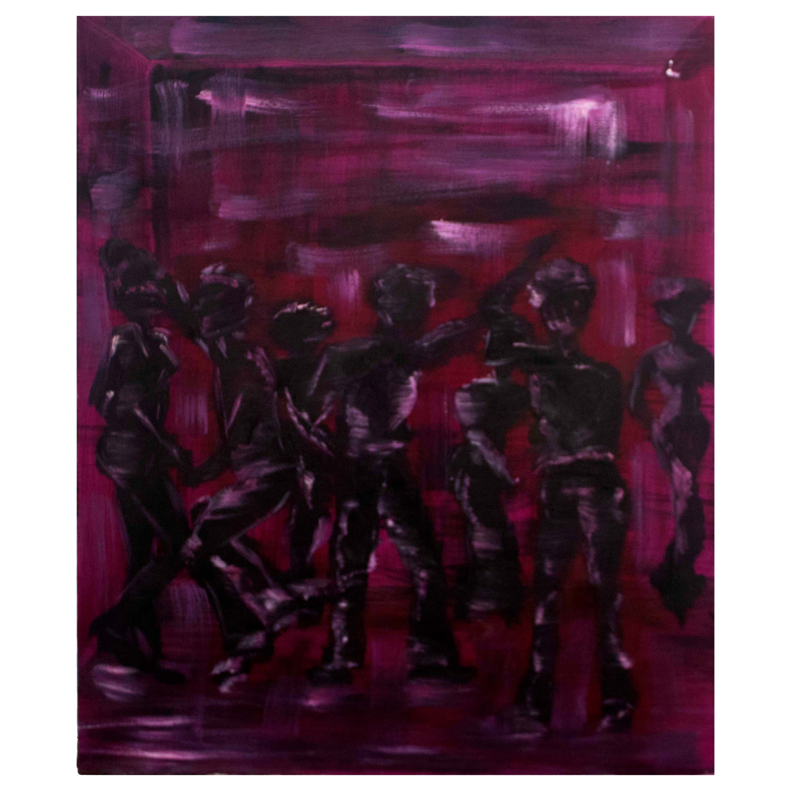 Contemporary Dancing Figures in Purple Acrylic For Sale