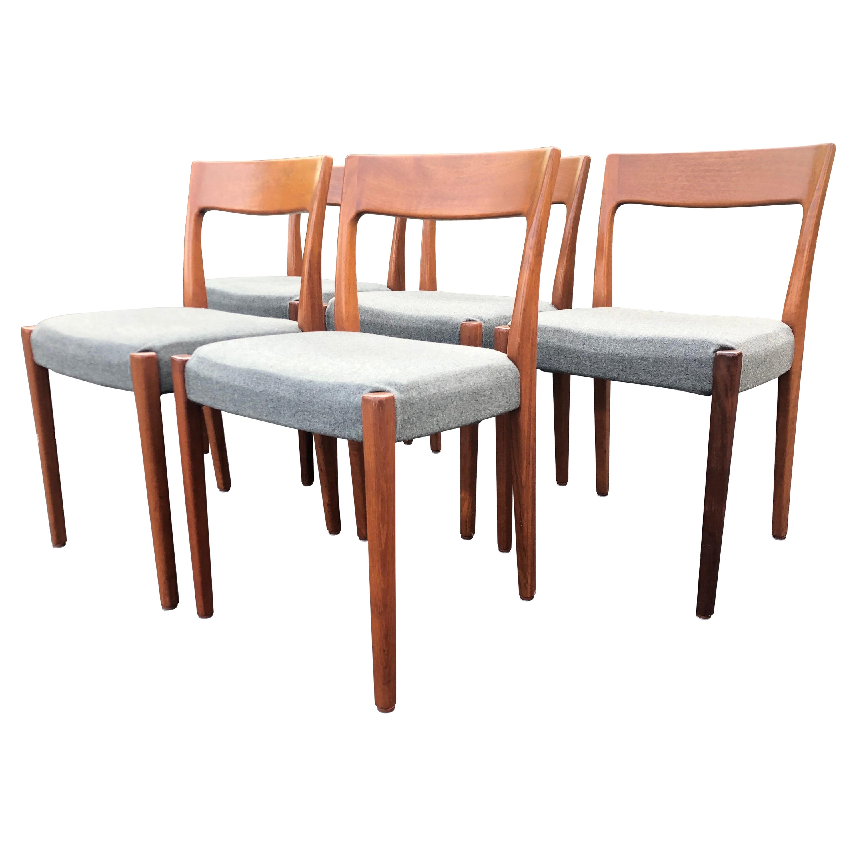 Vintage Danish Mid Century Modern Teak Dining Chairs, Priced Individually For Sale