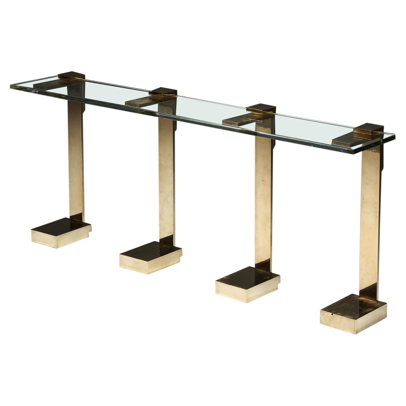 Hollywood Regency Console Table in Brass in the Style of Maison Jansen, 1970s For Sale