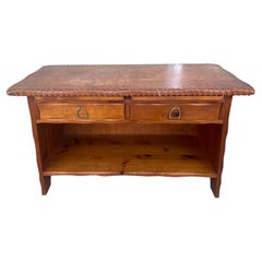 W.R Dallas Leather Top Pine Console Table