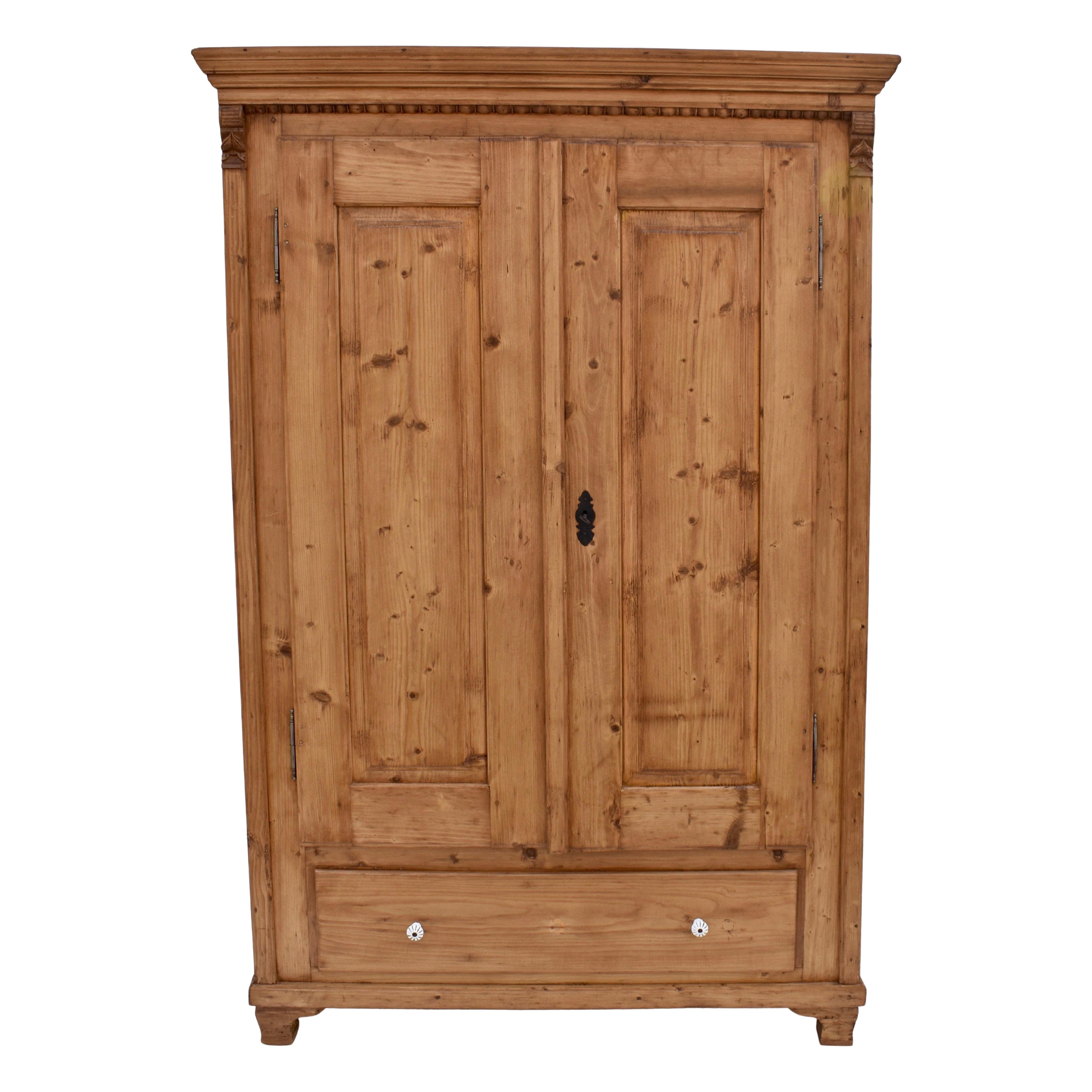 Pine Armoire with Two Doors and One Drawer at 1stDibs | pine armoire with  drawers