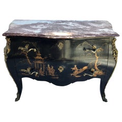 Antique Louis XV Style Chinoiserie Chest of Drawers, Commode