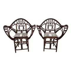 Pair McGuire Bamboo Rattan Butterfly Chairs