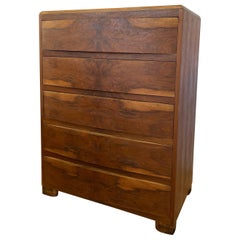 Early 20th Century Waterfall Walnut Burl Chest of Drawers
