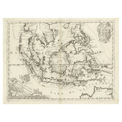 Old Antique Map of the Philippines, Malaysia, Indonesia, Singapore, c.1690