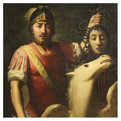 19th Century Antique Oil on Canvas Italian Mythological Painting, 1850