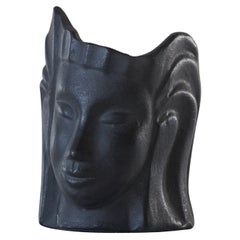 Portamatite in ceramica Carlo Alberto Rossi 'Bucchero' Testa di donna