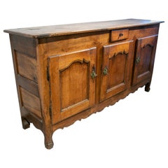 Mid-19th Century Spanish Wooden 3-Door Farmhouse Sideboard w/ Bronze Hardware