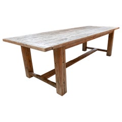 Rustic 1950s Spanish Wooden Lime-Washed Farmhouse 12-Seater Dinning Table