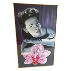 Peinture néo- pop art « Femme orchidée » de Jan Bollaert