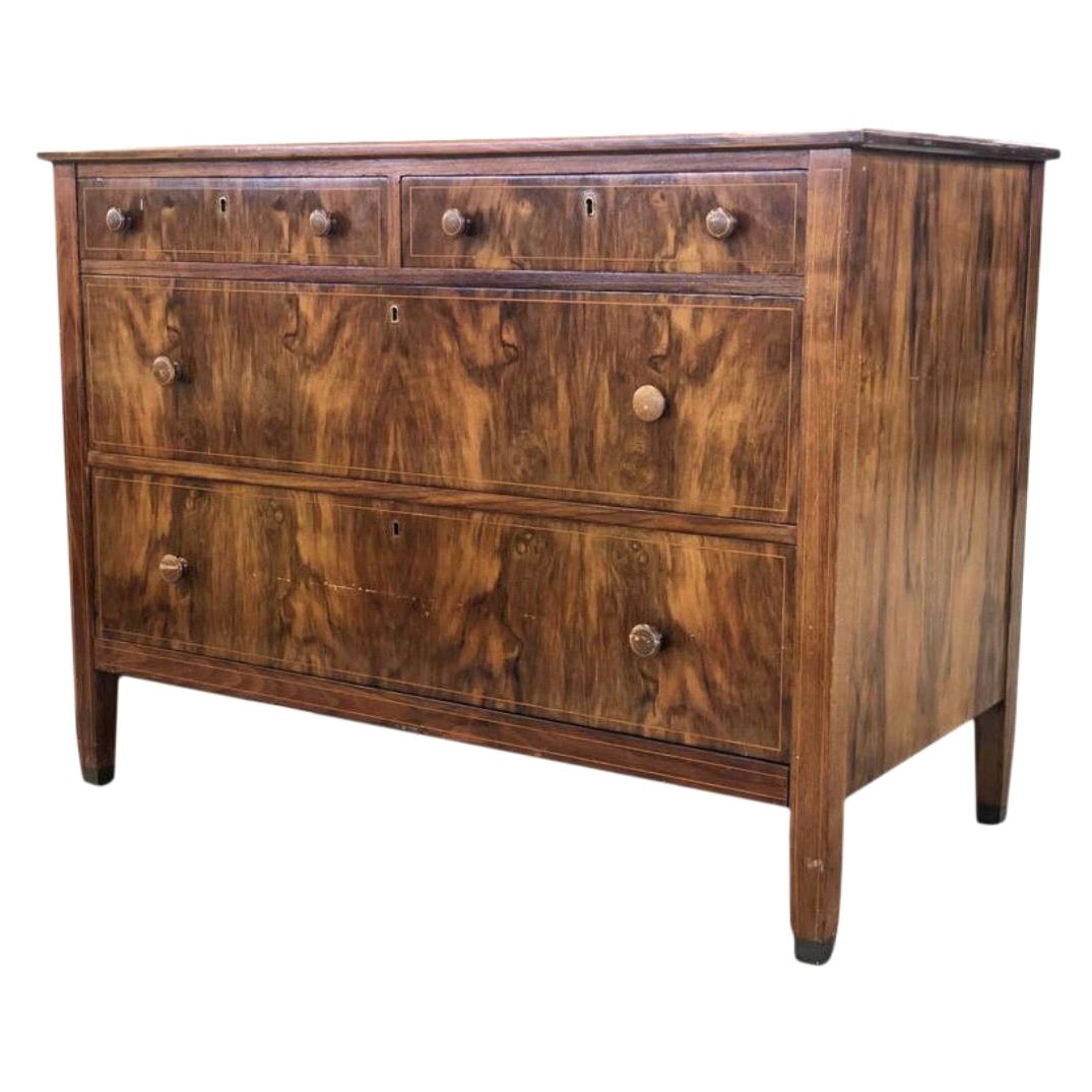 Early 1900s Mahogany Burlwood Hepplewhite Dresser 