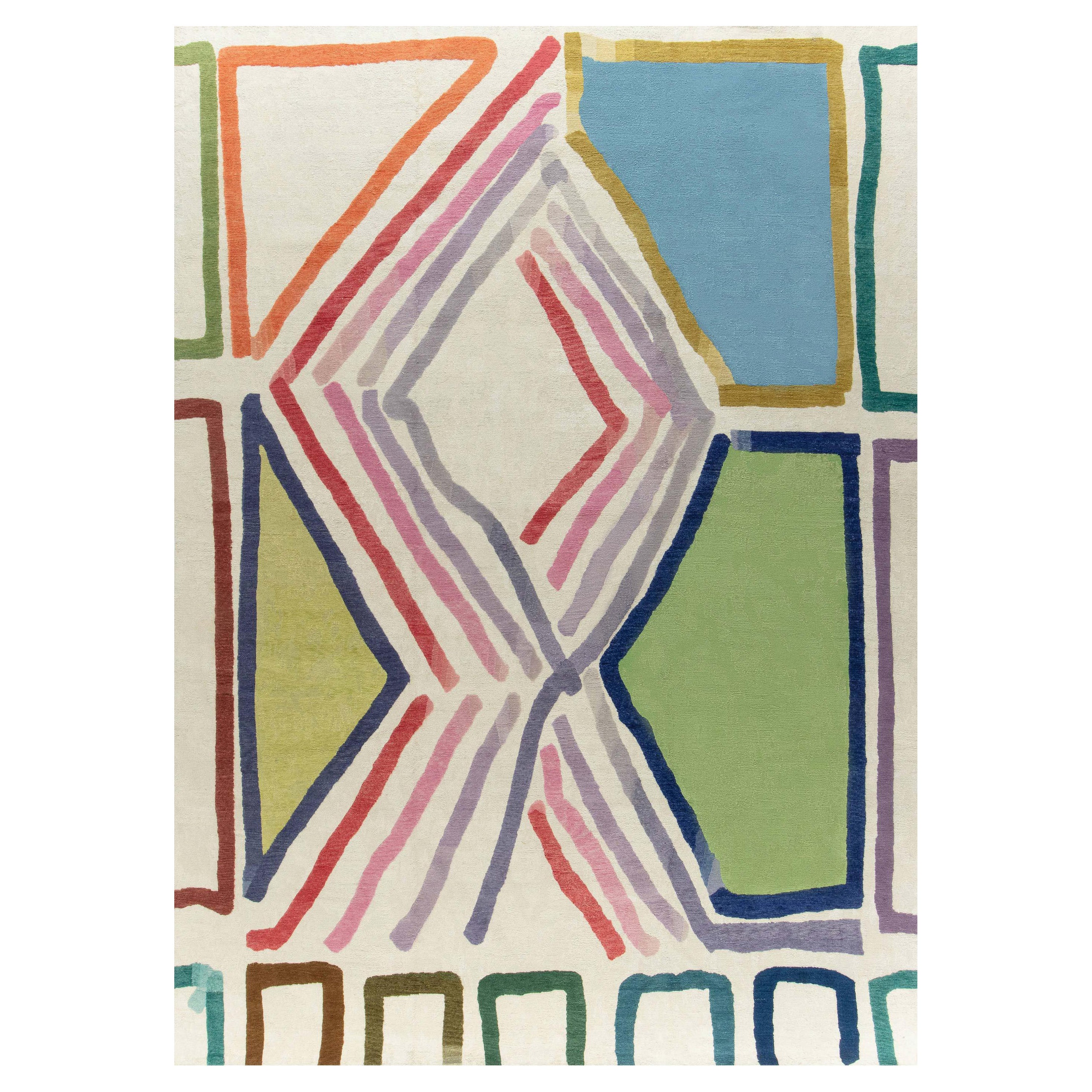 Moderner moderner gebürsteter Teppich von Doris Leslie Blau