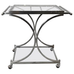 Mid Century Chrome and Glass Expandable Serving Cart