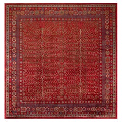 Early 19th Century Central Asian Chinese Khotan Silk Carpet