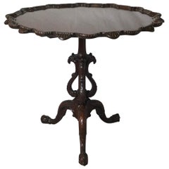 Antique Hand Carved Mahogany Tilt Top Tea Table, Circa 1890