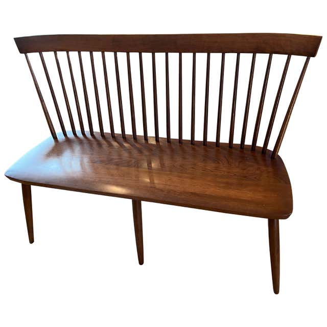 Spindle Back Bench in Walnut and Ash For Sale at 1stDibs