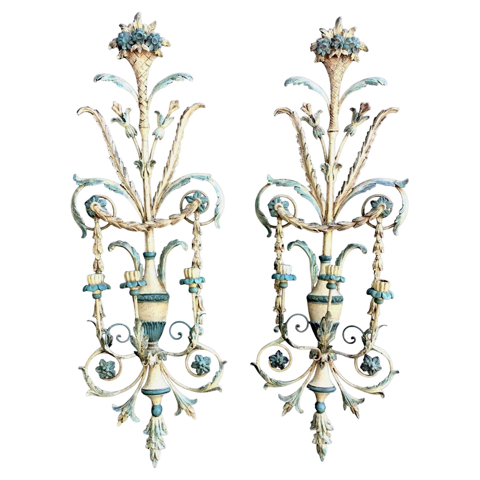 Large Elaborate Venetian Wall Sconces, Italy, a Pair