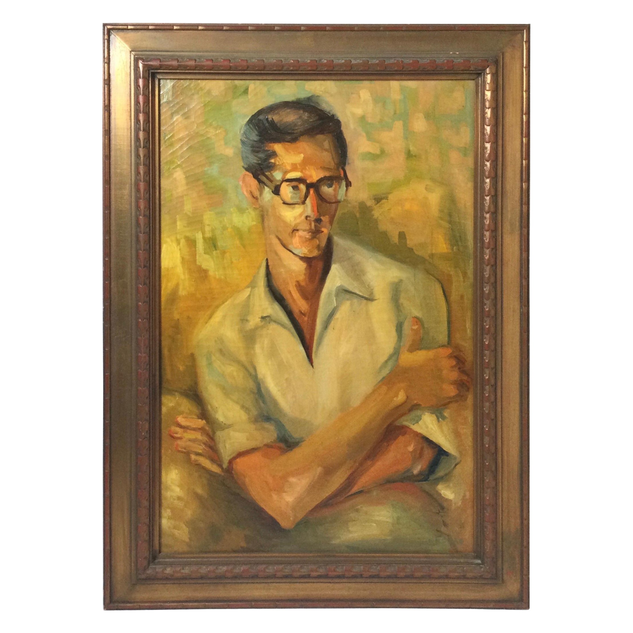 Oil Painting of a Young Man Framed and Signed