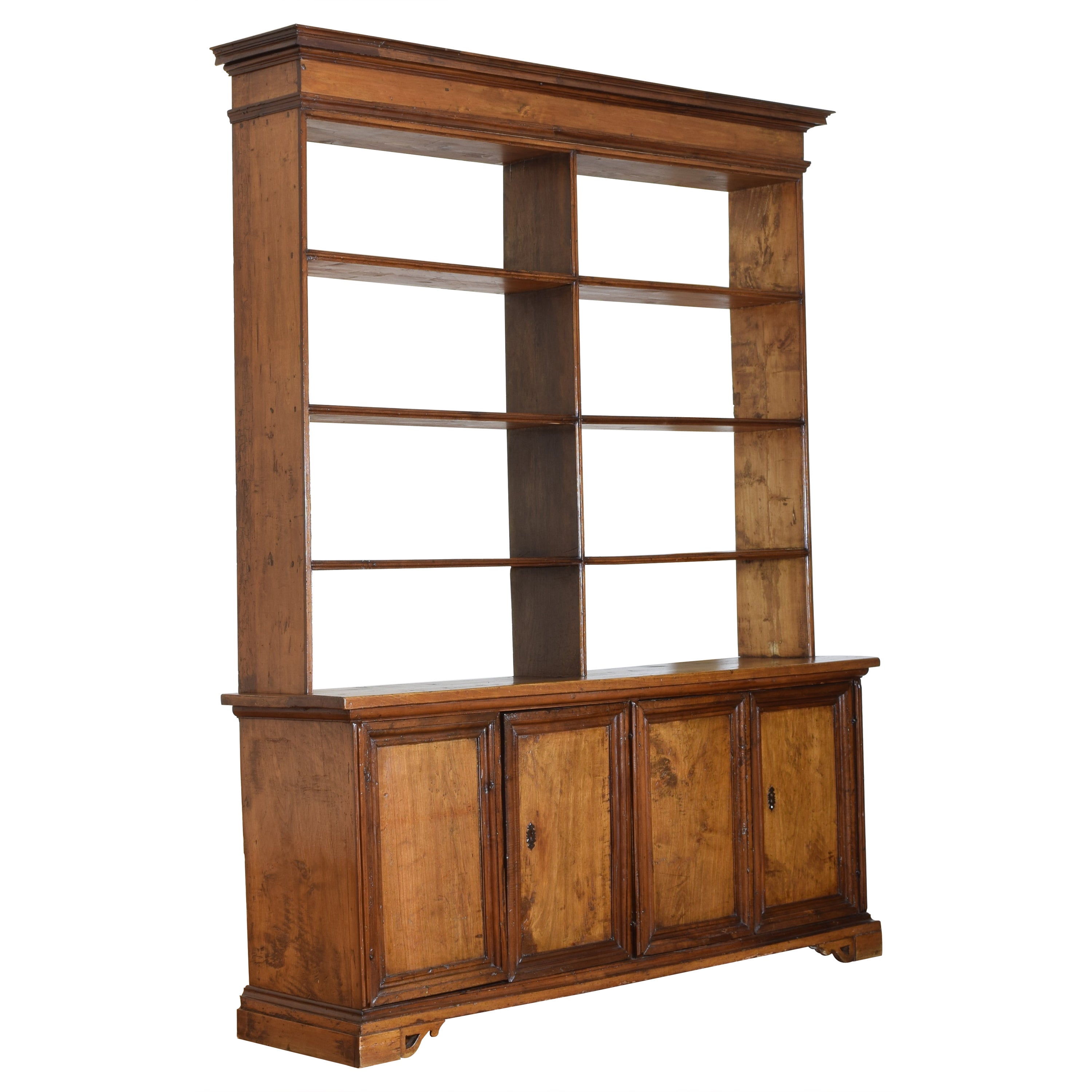 Italian Baroque Style Pinewood Bookcase Cabinet, Early 18th Century and Later For Sale