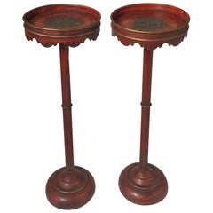 Pair of French Tole Round Drinks Tables
