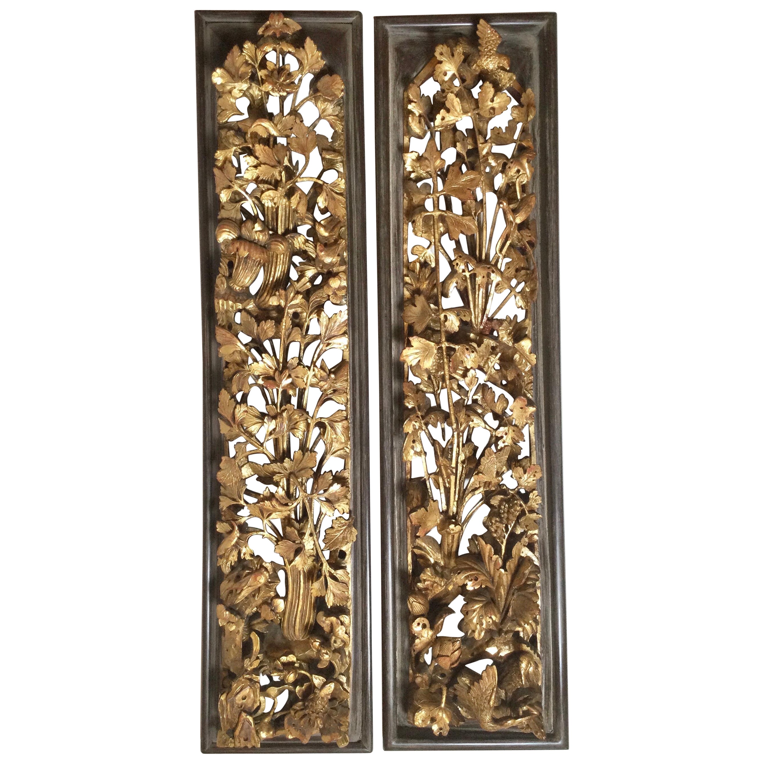 Pair of Chinese Hand Carved Panels