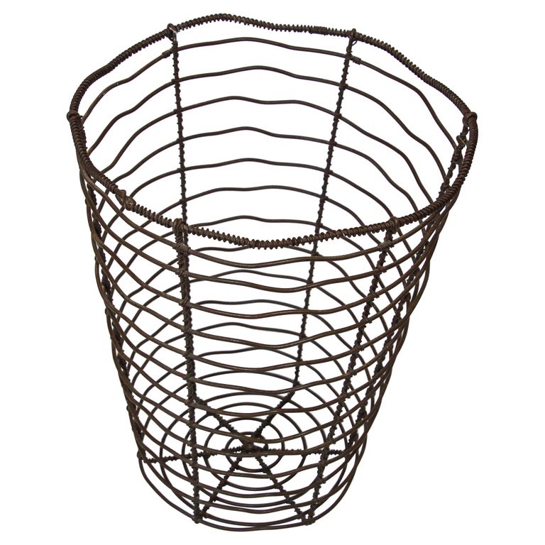 Industrial Wire Basket For Sale at 1stDibs antique wire basket, large