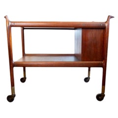 1960s Danish Rosewood Bar Cart With Compartment