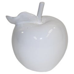 Organic Modern White Porcelain Minimalist Apple Sculpture