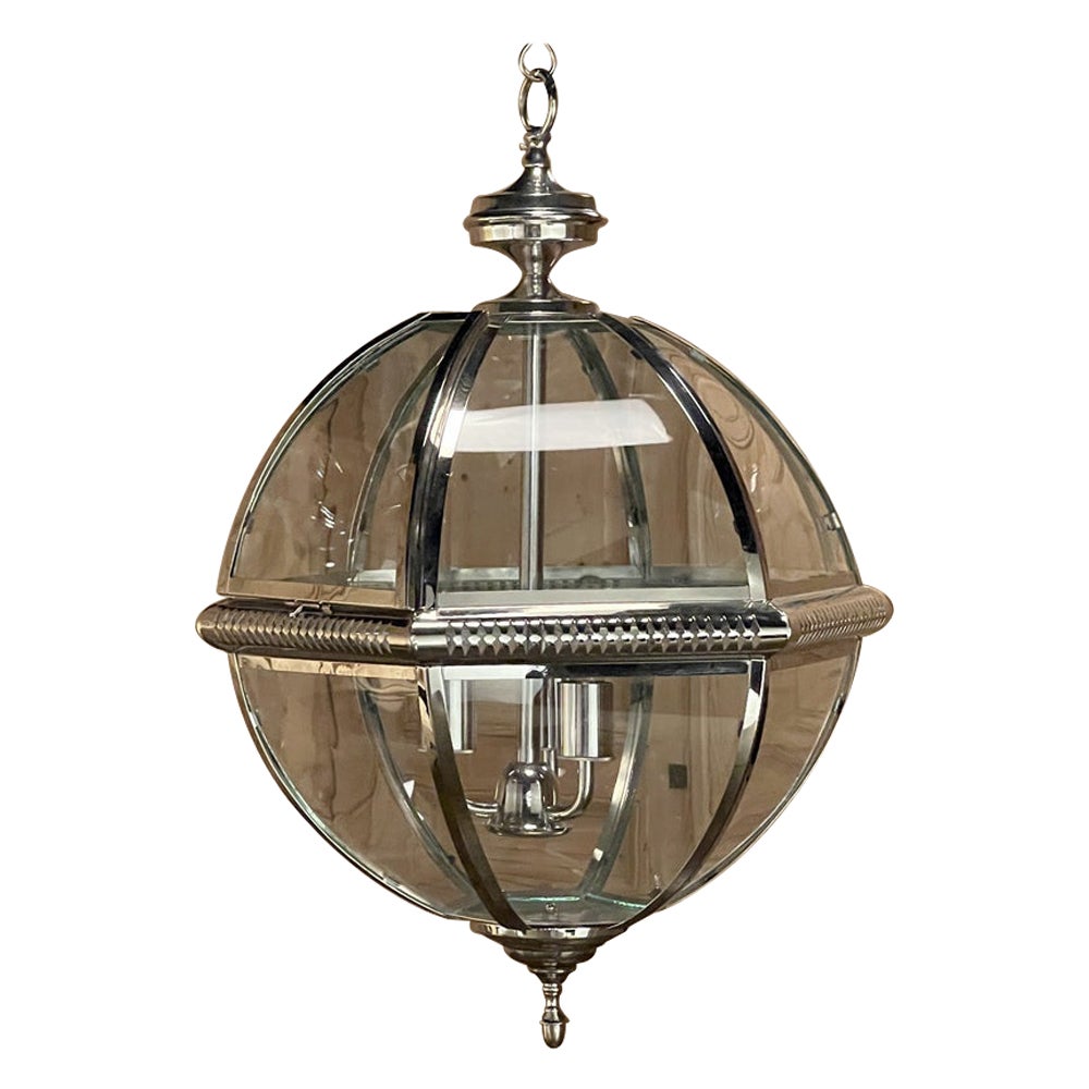 Mid-Century Nickel-Plated Orb Pendant Chandelier For Sale