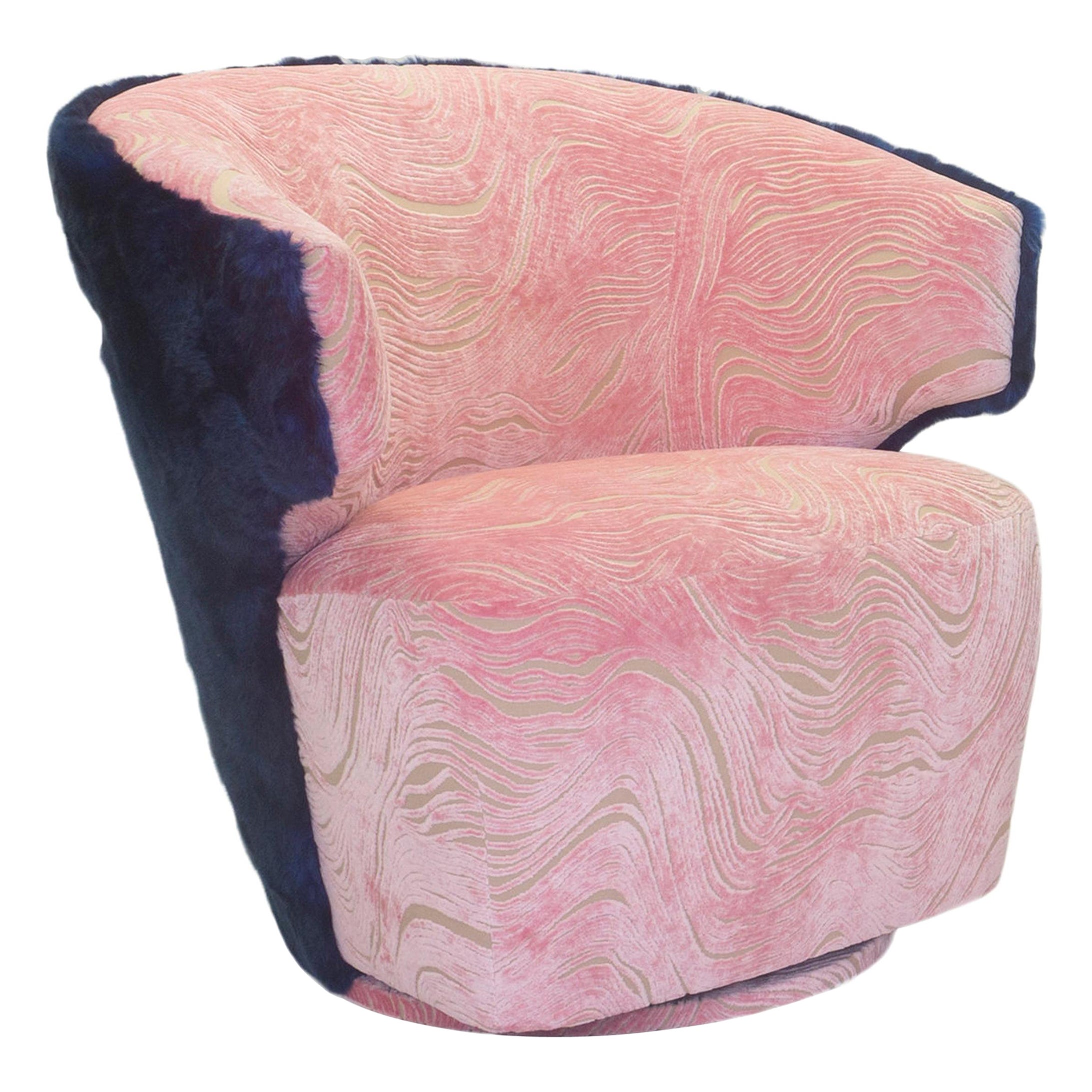 Swivel Tub Chairs in Shadow Velvet with Walnut Bases, Pair at 1stDibs