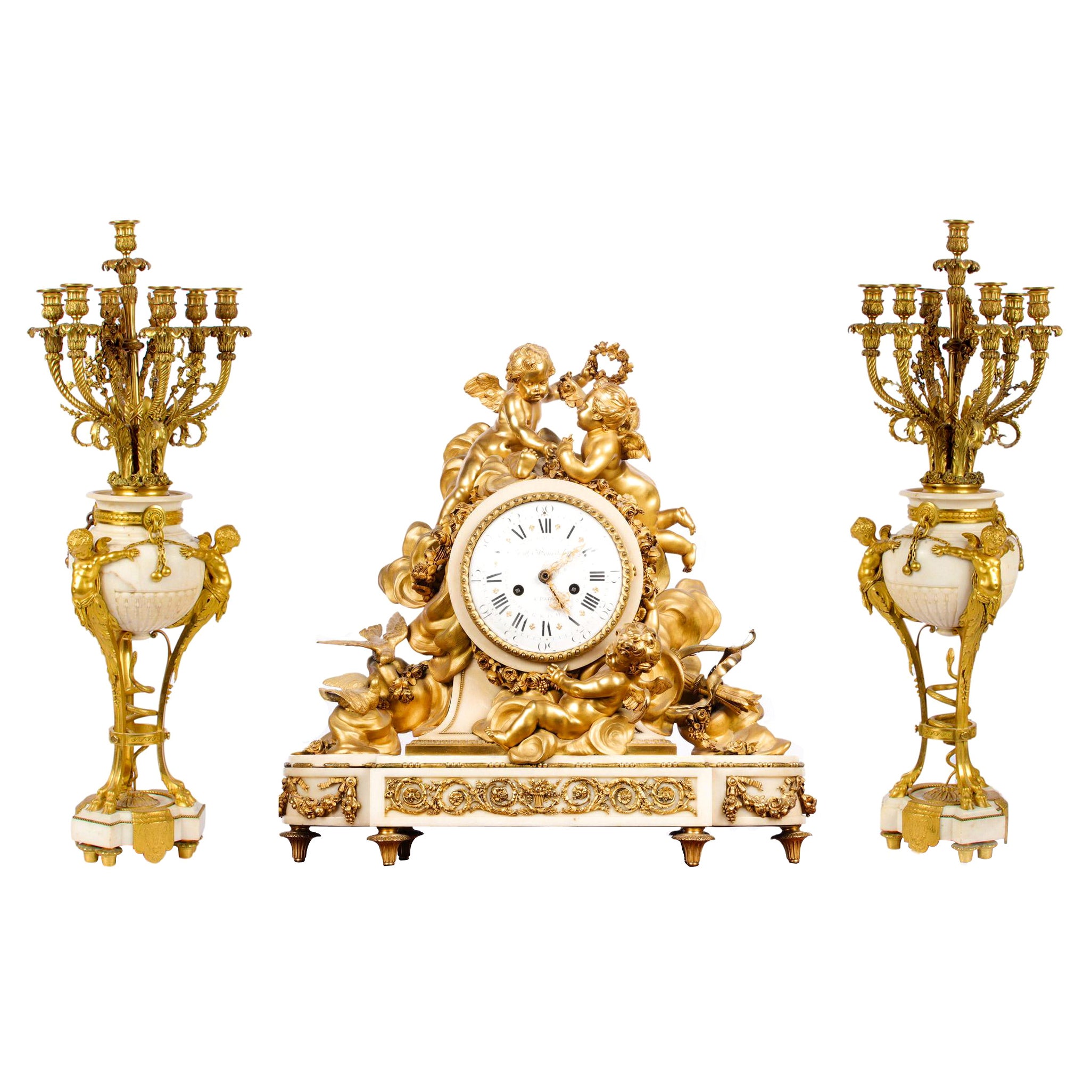 Importantissimo orologio in bronzo dorato in stile Luigi XVI di Beurdeley